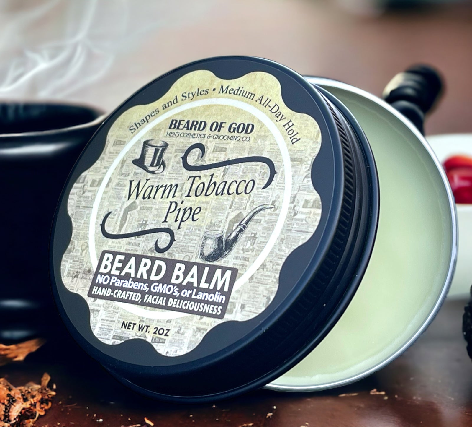 Warm Tobacco Pipe Crafted & Poured Beard Balm | For the Refined Gentleman