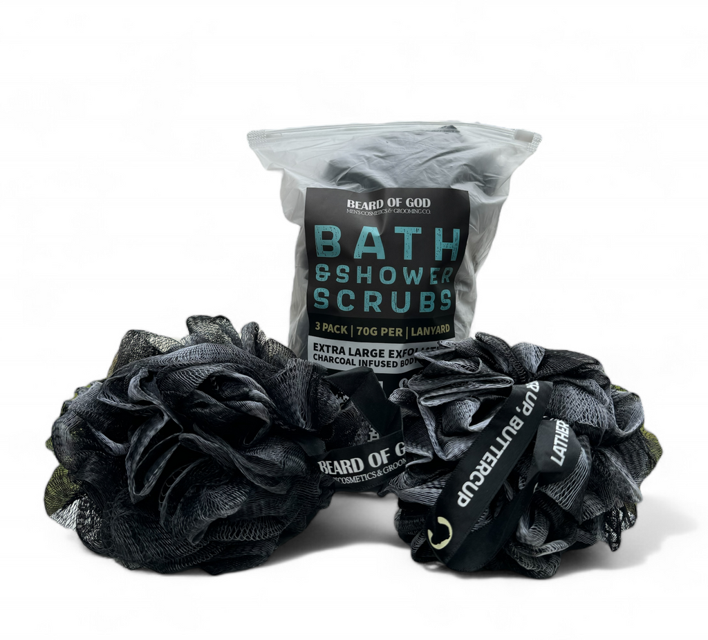 Charcoal Body Scrub 3-Pack | Extra Large Exfoliating Loofahs